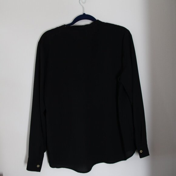Anne Klein Black Blouse with Studded Tie in French Style - Picture 4 of 4